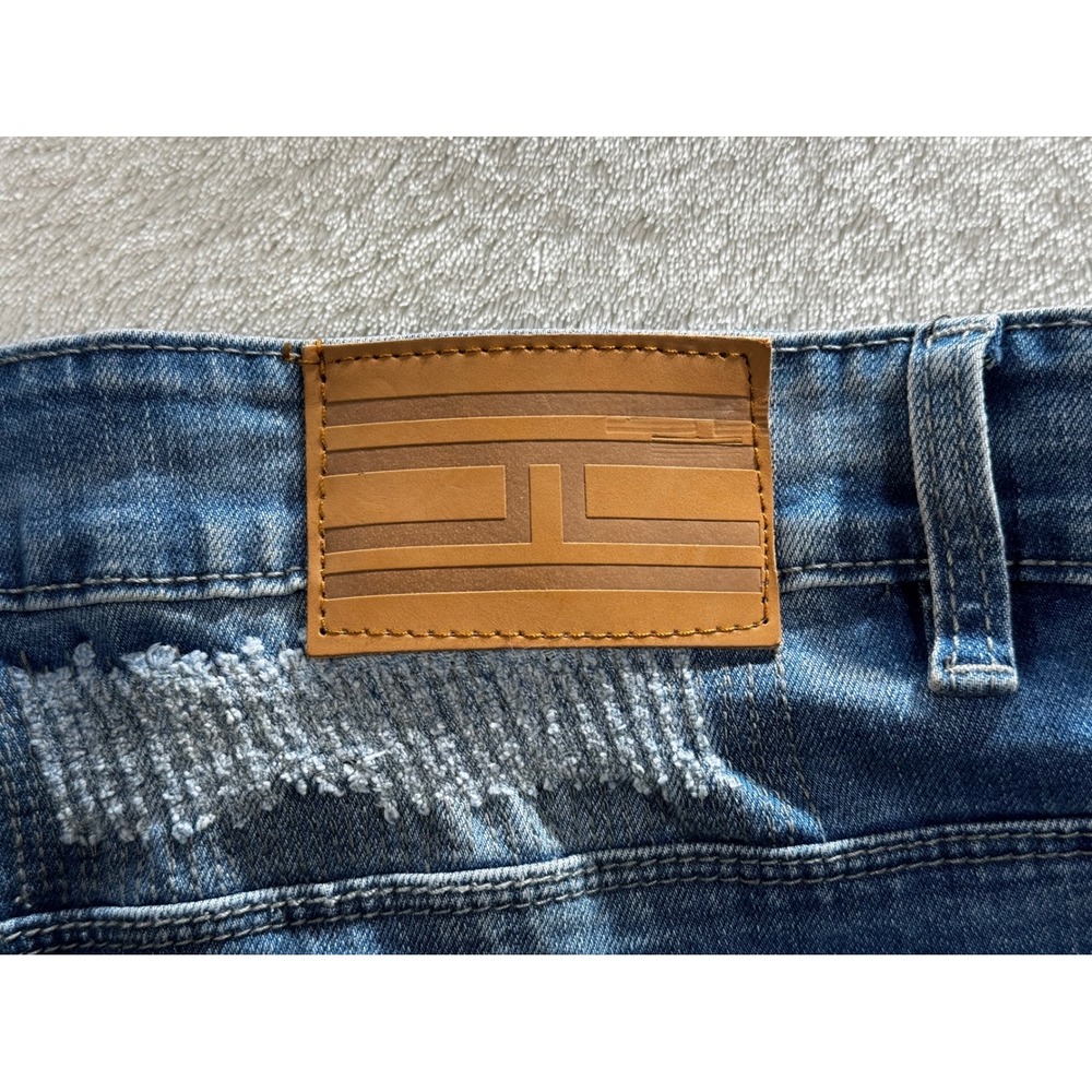 Jordan Craig Mens Sean Moto Distressed Slim Fit Blue Jeans 38x32 Meas: 39x31.5 - Picture 3 of 6